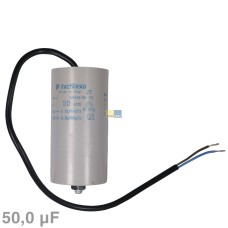 Kondensator 50µF 450V universal mit Anschlusskabel und Befestigungsschraube