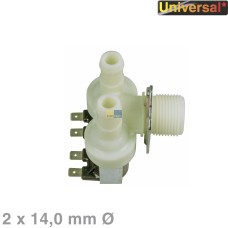 Magnetventil universal 2fach 90° 14,0mmØ für Waschmaschine Geschirrspüler Schleuder