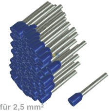 Aderendhülsen 2,5mm² 15mm mit blauem Kunststoffkragen 100Stk
