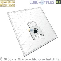 Filterbeutel Europlus M309 Vlies u.a. für Miele Cat & Dog 5Stk mit Filtermatten für Staubsauger