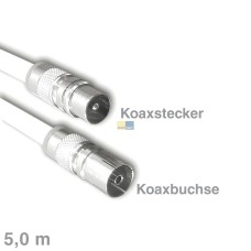 Kabel Koax-Hochgeflecht-Anschlusskabel Stecker/Buchse 5m