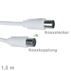 Kabel Koax-Anschlusskabel Stecker/Buchse 1,5m