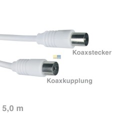 Kabel Koax-Anschlusskabel Stecker/Buchse 5m