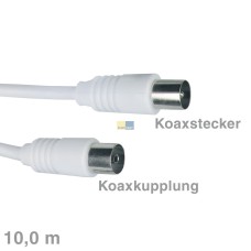 Kabel Koax-Anschlusskabel Stecker/Buchse 10m