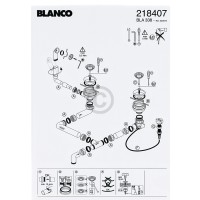 Ablaufgarnitur mit 2xSieb Fernbedienung Überlauf BLANCO 218407 für Doppelspülbecken