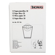 Papierschutzfilter Thomas 787106 Nr 20 für Waschsauger 12Stk